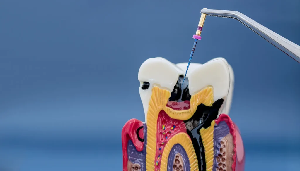 3D model of a tooth undergoing root canal therapy as offered by Parkway Family Dental