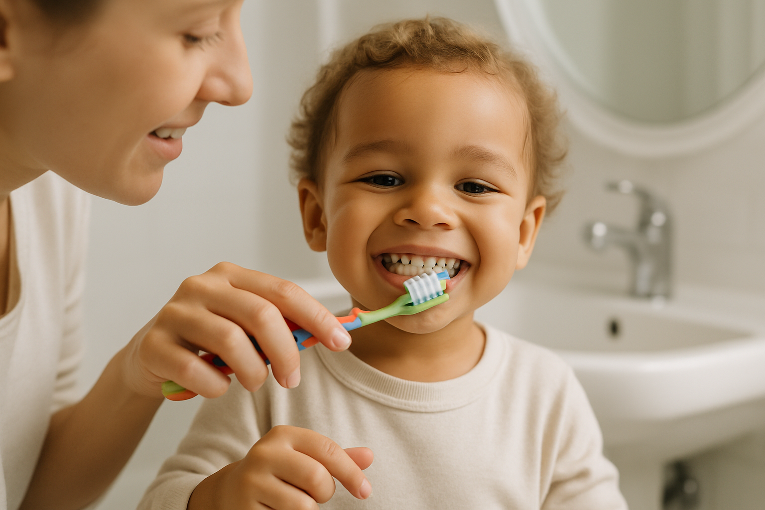 Family at dental office receiving preventive care and education about common dental problems