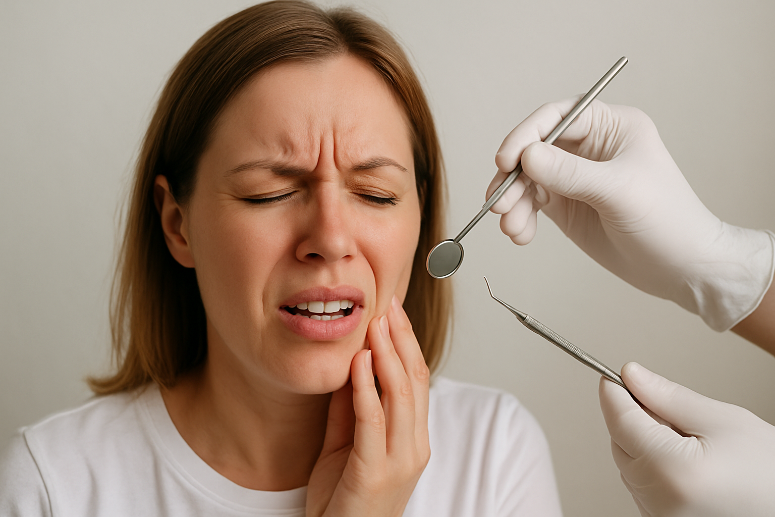 Professional healthcare worker examining dental x-rays in modern clinical setting with focus on diagnostic equipment and professional environment